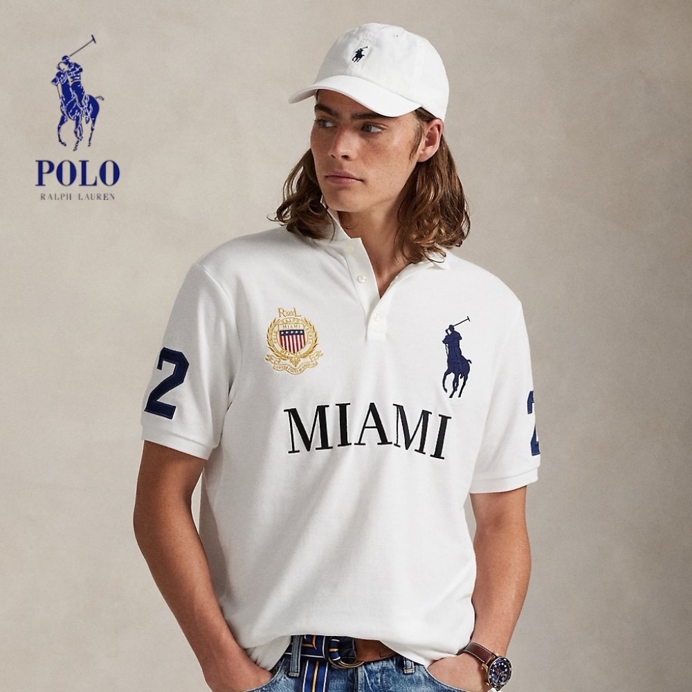 POLO RALPH LAUREN 100% Cotton Big Pony RL Miami USA #2 Polo Mesh Shirt | Size XL